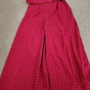 Anthropologie ettiwa fuschia pink jumpsuit with belt